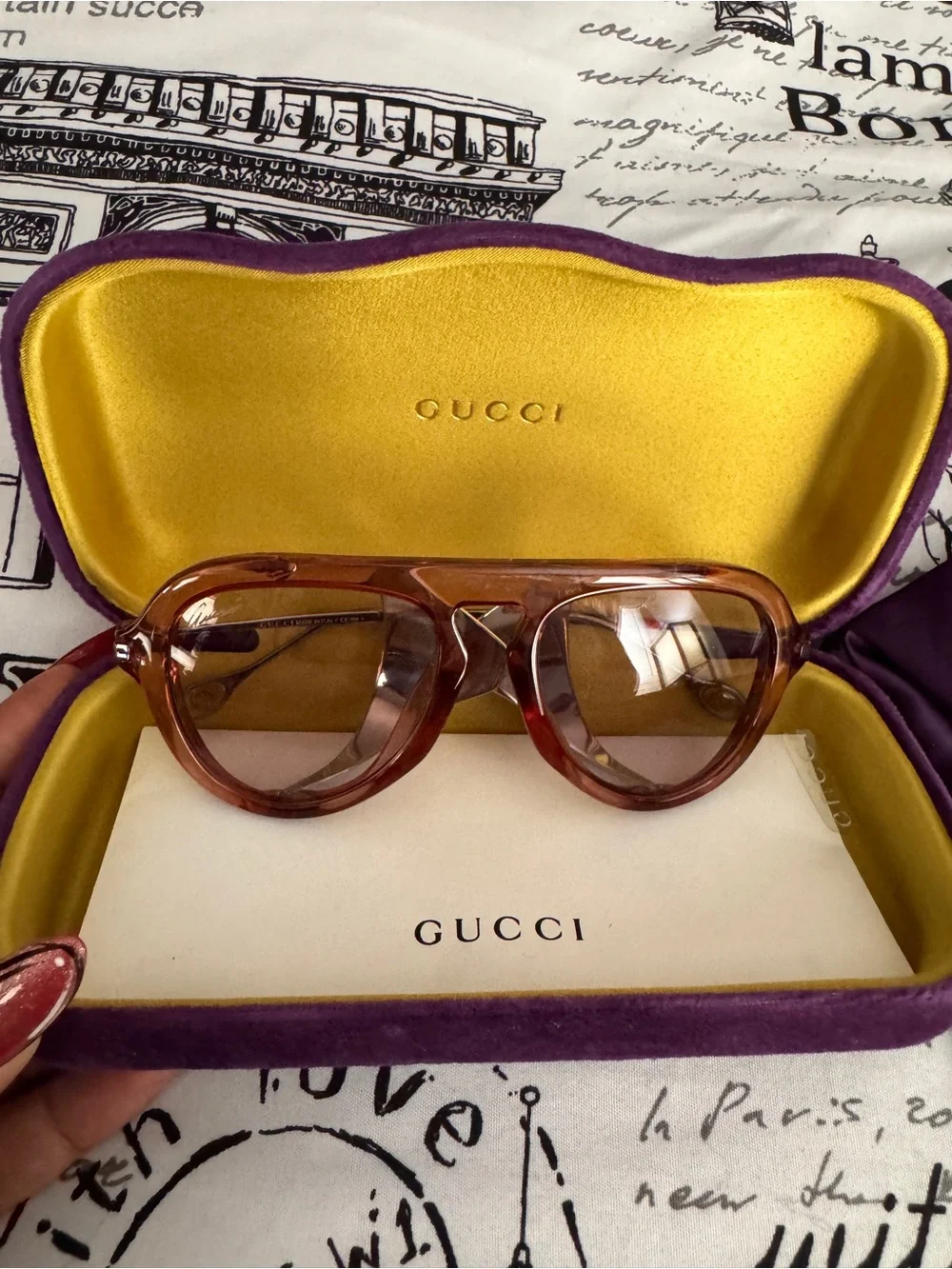 Gucci Brown Tortoiseshell Frame Sunglasses with Warm Brown Lenses
